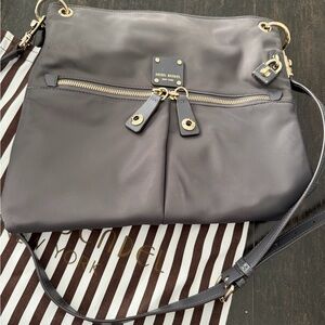 Henri Bendel Charcoal Crossbody Bag with Gold Accents